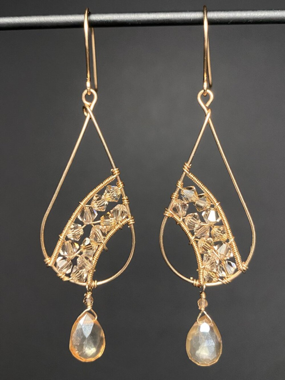 Topaz & Swarovski Crystals Gold Filled Earrings